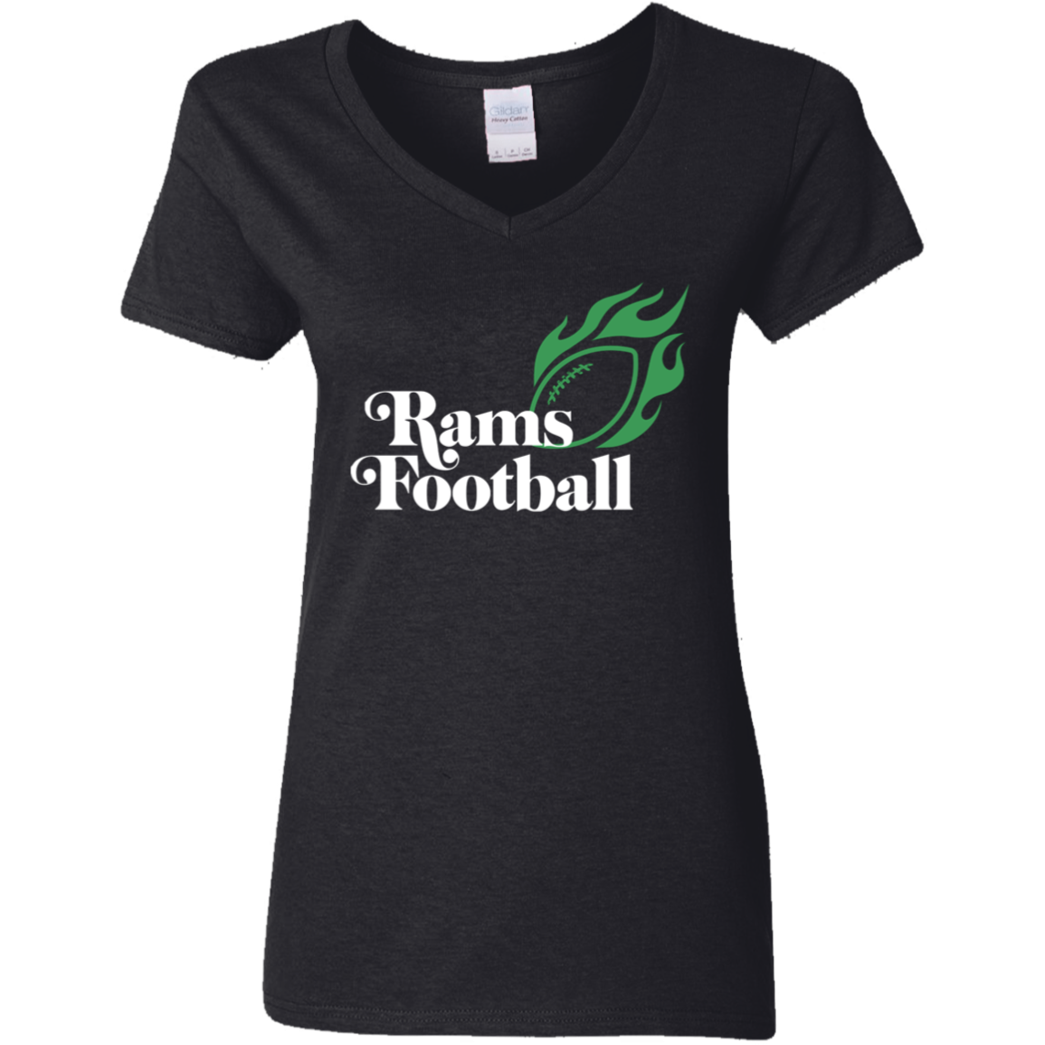 Rams "Fire" Football Ladies' V-Neck Tee