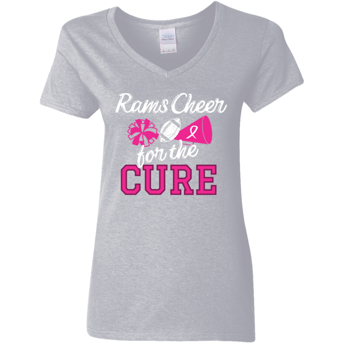Ladies' Rams Cheer for the Cure V-Neck T-Shirt