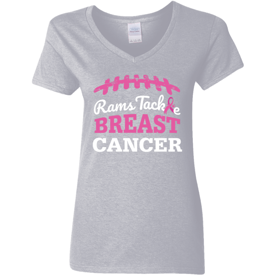 Ladies' Rams Tackle Breast Cancer V-Neck T-Shirt
