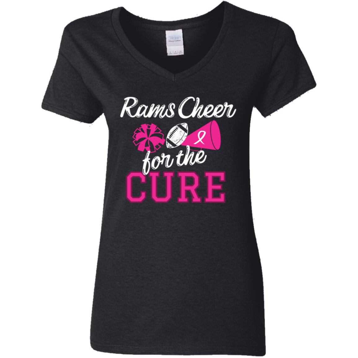 Ladies' Rams Cheer for the Cure V-Neck T-Shirt