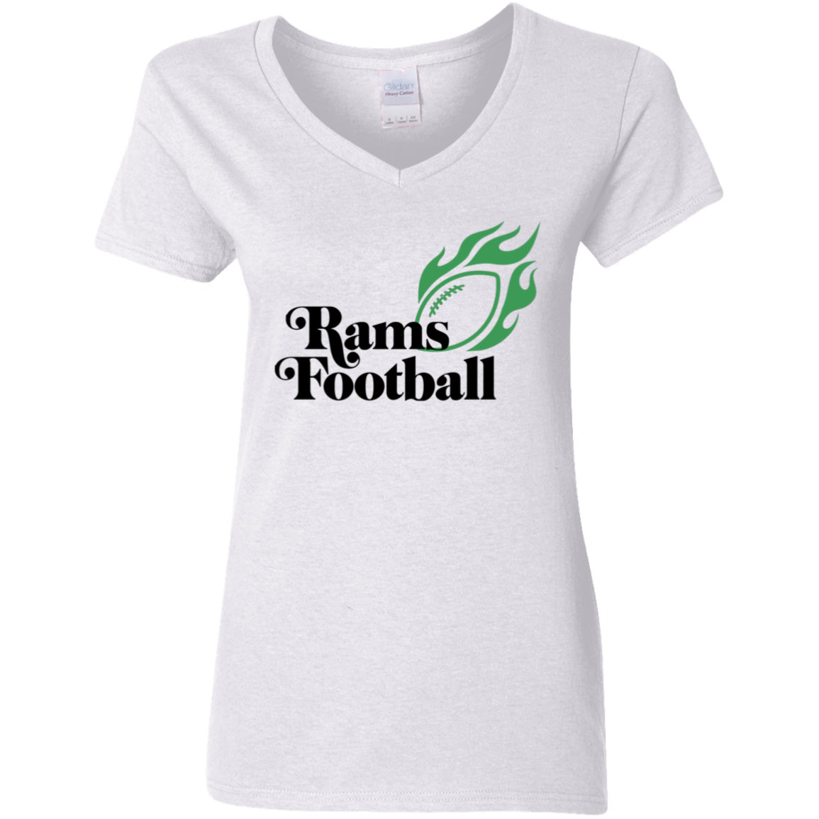 Rams "Fire" Football Ladies' V-Neck Tee