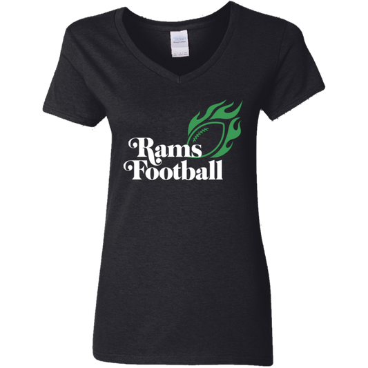 Rams "Fire" Football Ladies' V-Neck Tee