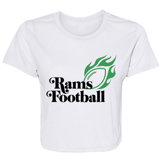 Rams "Fire" Football Ladies' Flowy Cropped Tee