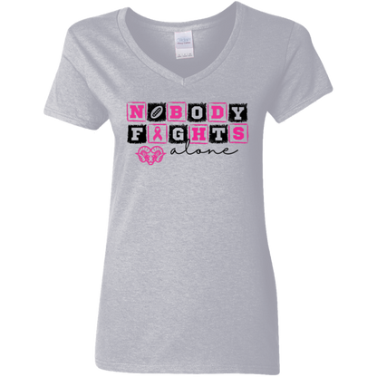 Ladies' Nobody Fights Alone V-Neck T-Shirt