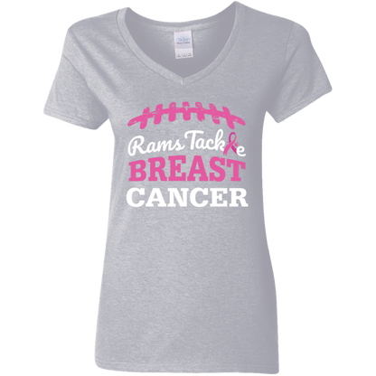 Ladies' Rams Tackle Breast Cancer V-Neck T-Shirt