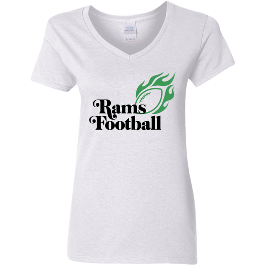 Rams "Fire" Football Ladies' V-Neck Tee