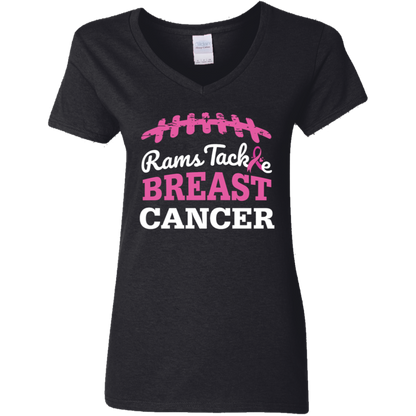 Ladies' Rams Tackle Breast Cancer V-Neck T-Shirt