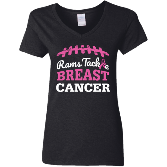 Ladies' Rams Tackle Breast Cancer V-Neck T-Shirt